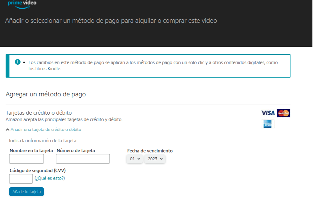 Tarjeta prime online video