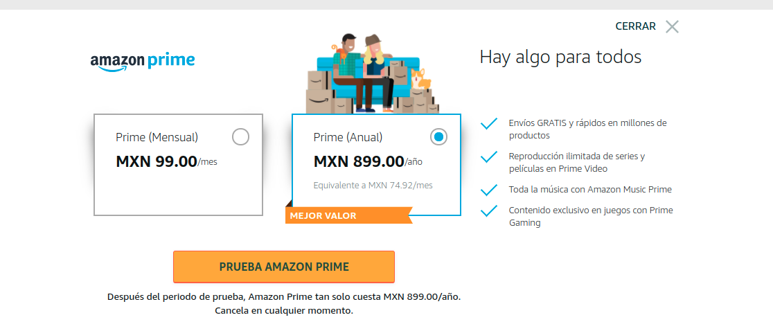 Amazon store prime mensualidad