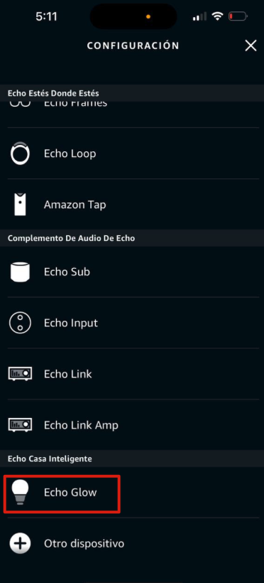La app de Alexa se queda en un loop al querer configurar mi Echo Glow